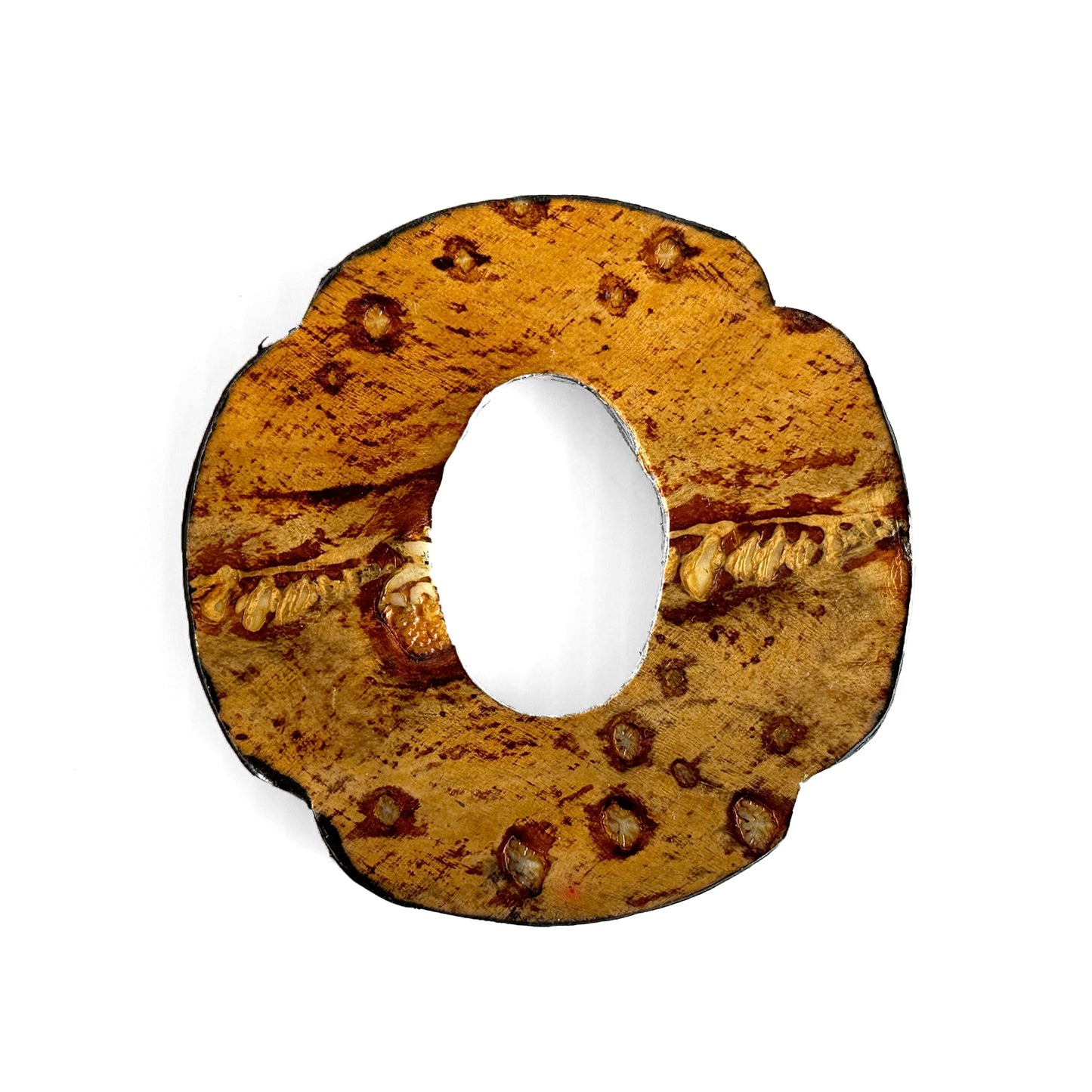 SOLD: Made-in-Italy Sturgeon Leather Bokuto Tsuba (#1-5: Wood)