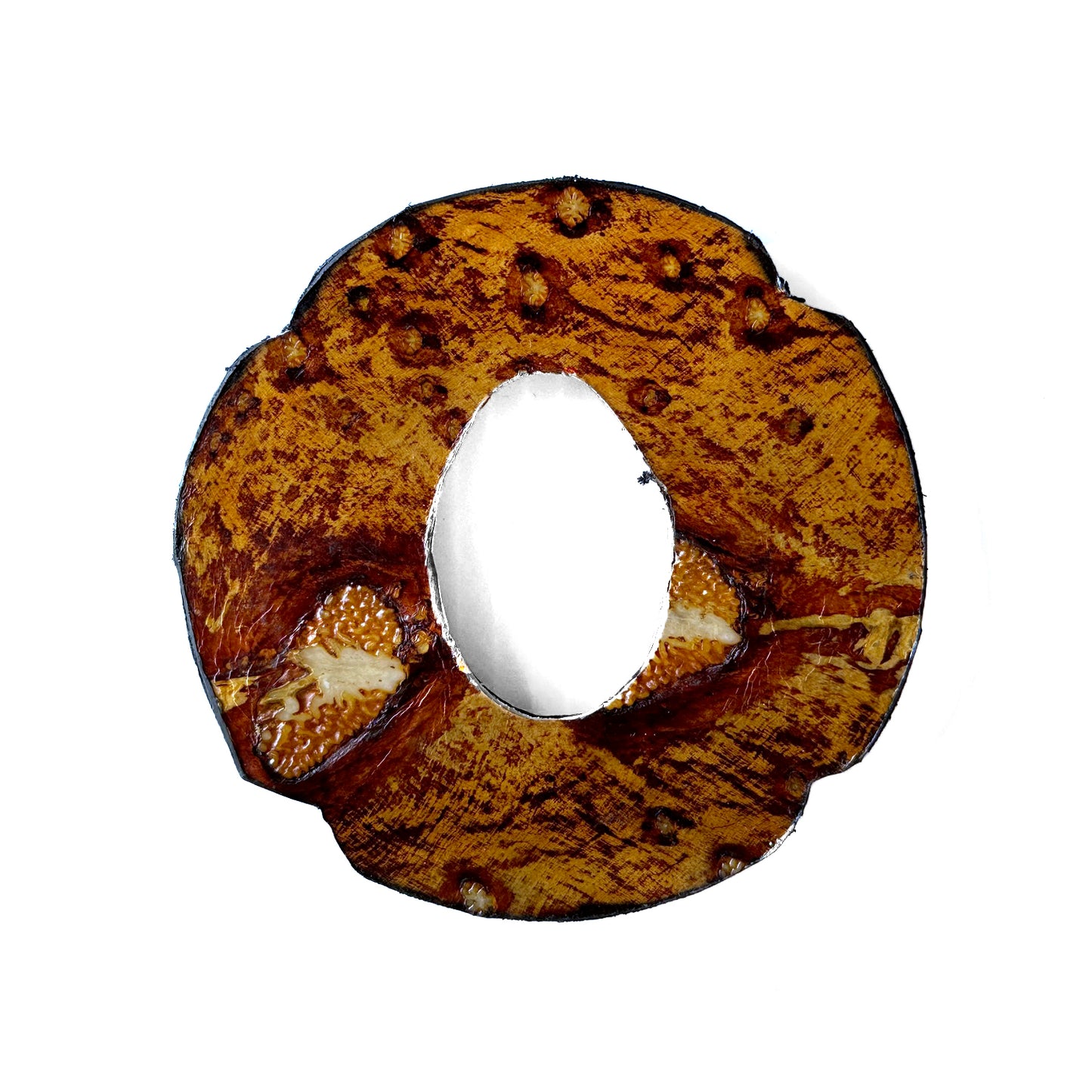 SOLD: Made-in-Italy Sturgeon Leather Bokuto Tsuba (#1-5: Wood)