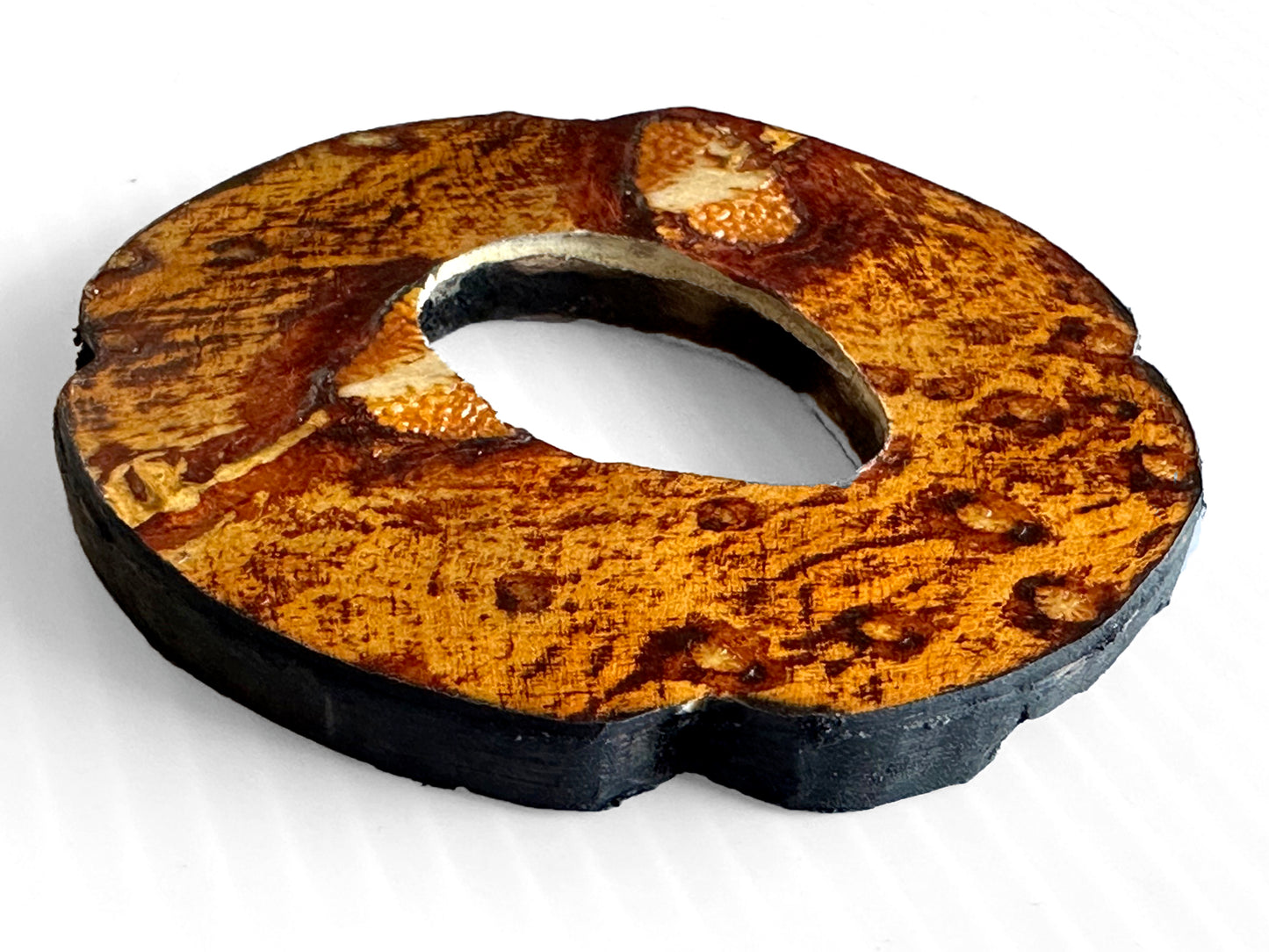 SOLD: Made-in-Italy Sturgeon Leather Bokuto Tsuba (#1-5: Wood)