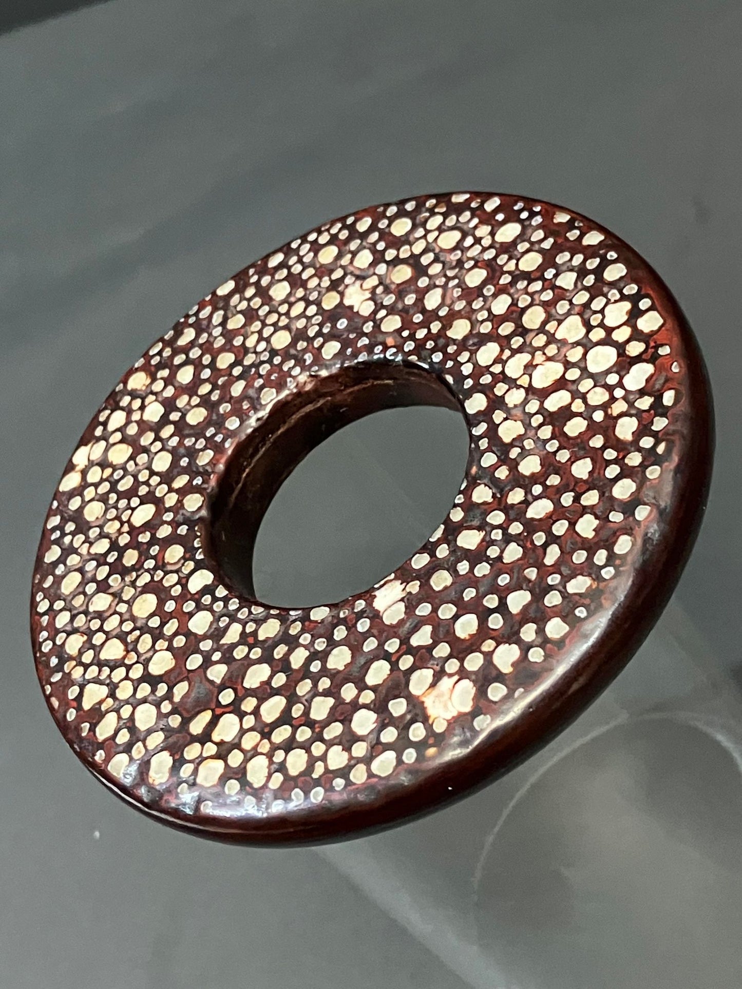 SUPER RARE: 'Imada-Saku' Rayskin Same Tsuba - Dark Crimson