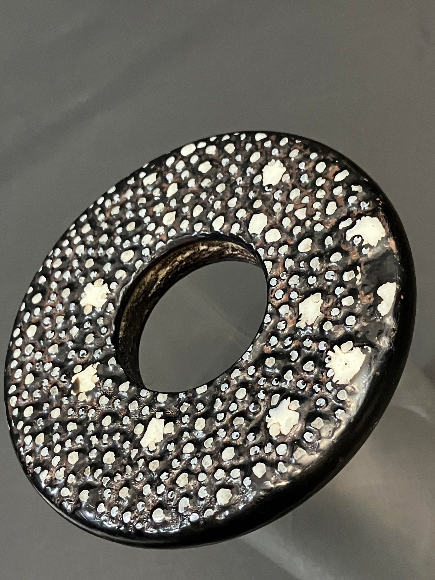 SOLD: EXTREMELY RARE: 'Imada-Saku' Rayskin Same Tsuba - Black KAIRAGIZAME