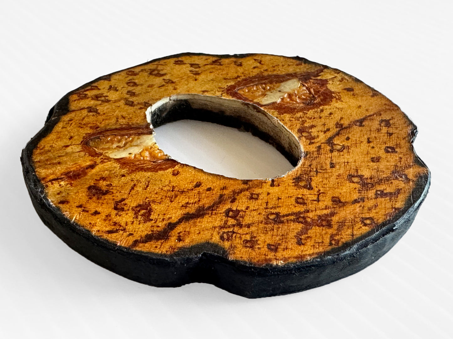 SOLD: Made-in-Italy Sturgeon Leather Bokuto Tsuba (#1-5: Wood)