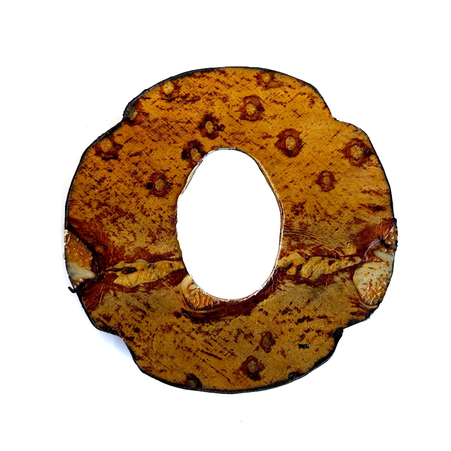 SOLD: Made-in-Italy Sturgeon Leather Bokuto Tsuba (#1-5: Wood)