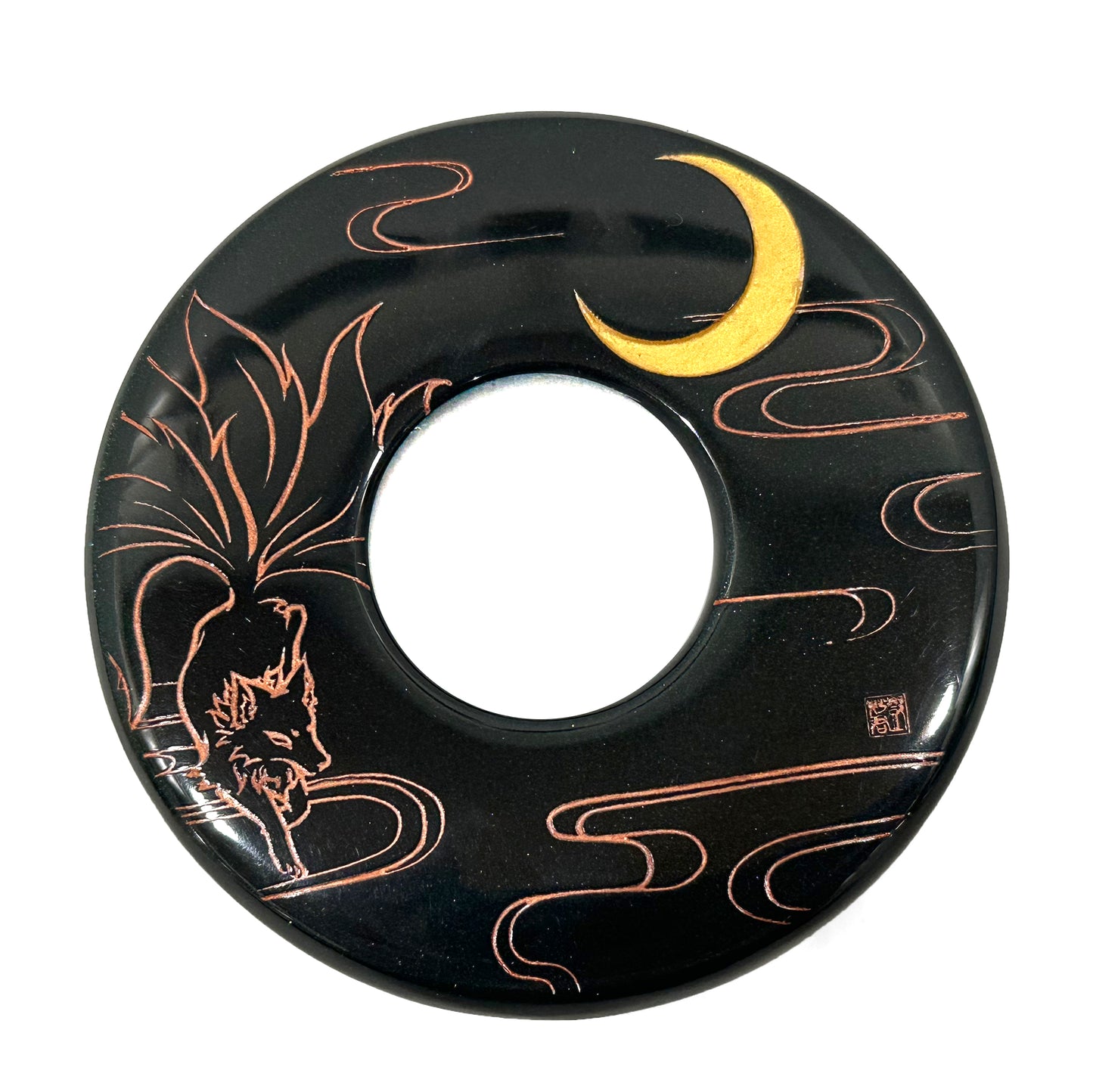 ONE ONLY: Made-in-Australia Resin Tsuba - Nine Tailed Fox (Gold)