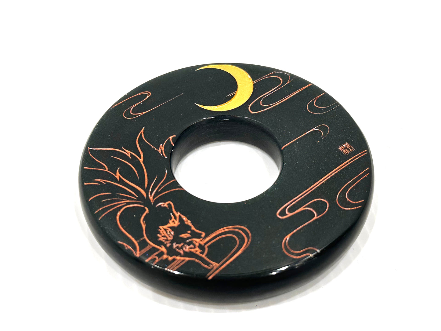 ONE ONLY: Made-in-Australia Resin Tsuba - Nine Tailed Fox (Gold)