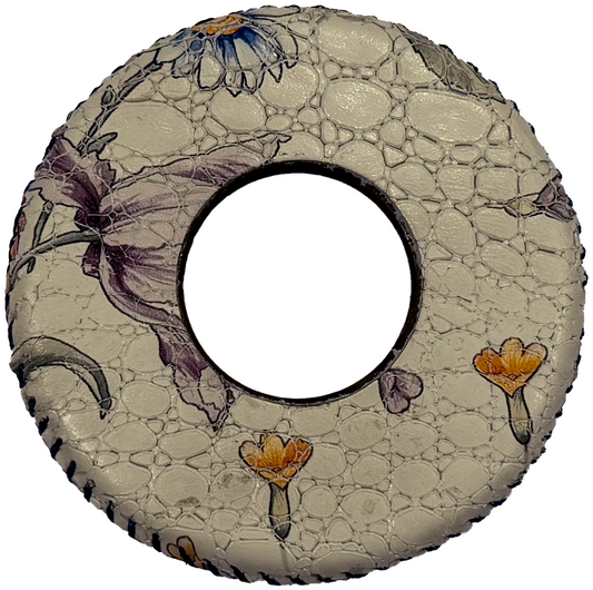 RARE: Tsuba Budo Cali Leather Tsuba (Woven Flowers)