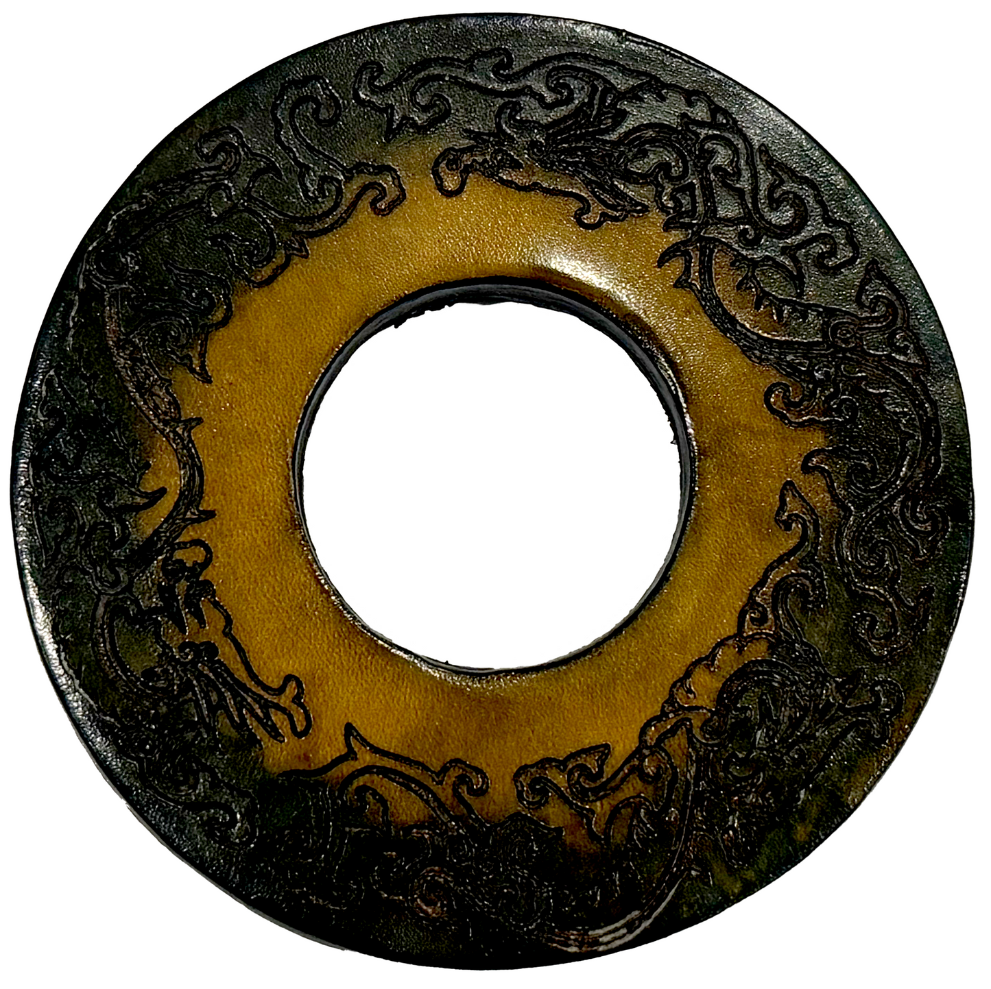 RARE: Tsuba Budo Cali Leather Tsuba (Ombré Dragon I)