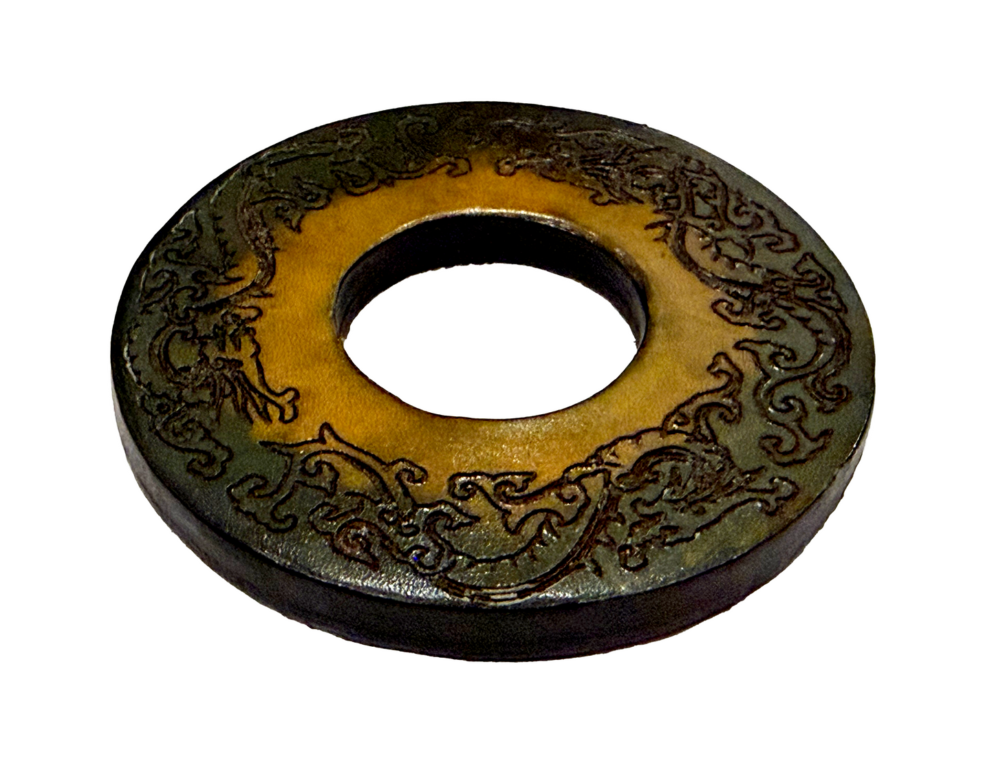 RARE: Tsuba Budo Cali Leather Tsuba (Ombré Dragon I)