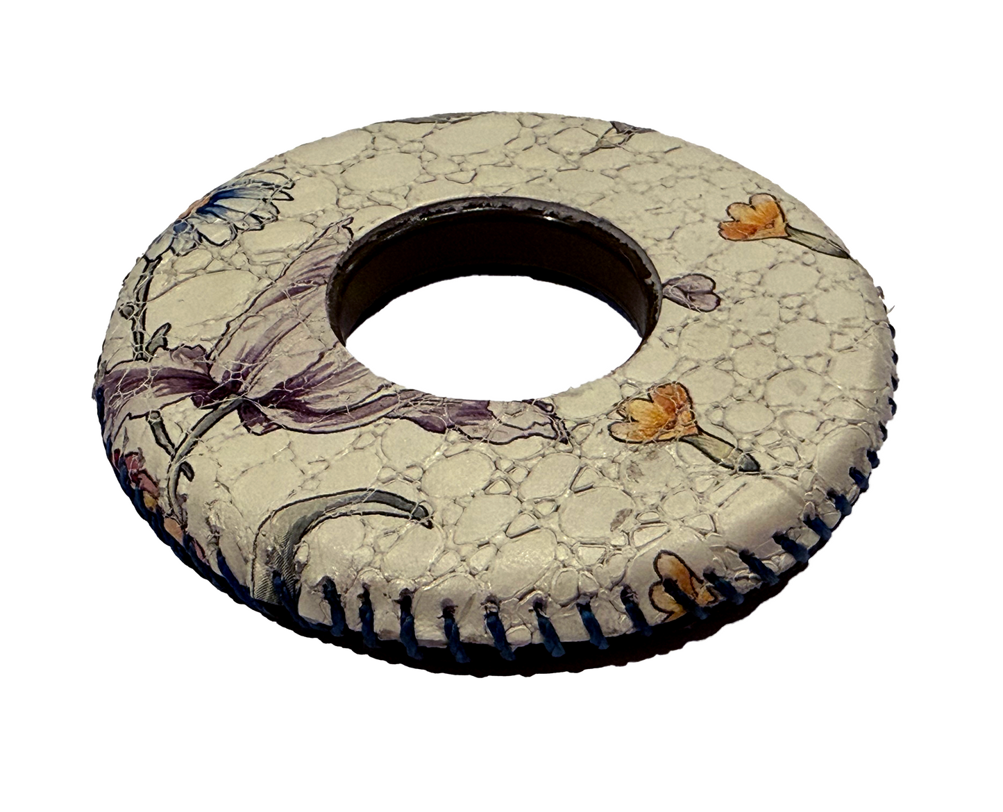 RARE: Tsuba Budo Cali Leather Tsuba (Woven Flowers)