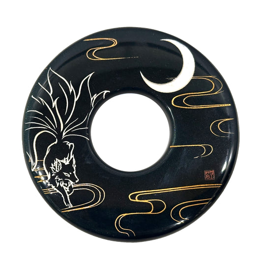 ONE ONLY: Made-in-Australia Resin Tsuba - Nine Tailed Fox (White)